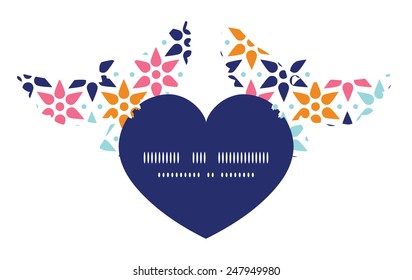 Vector abstract colorful stars birds holding heart silhouette frame pattern invitation greeting card template