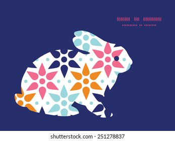 Vector abstract colorful stars bunny rabbit silhouette Easter frame
