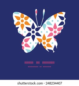 Vector abstract colorful stars butterfly silhouette pattern frame