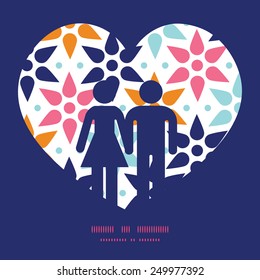 Vector abstract colorful stars couple in love silhouettes frame pattern invitation greeting card template