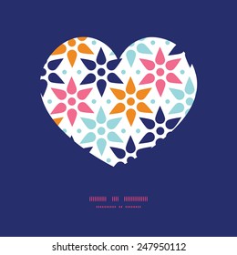 Vector abstract colorful stars heart silhouette pattern frame
