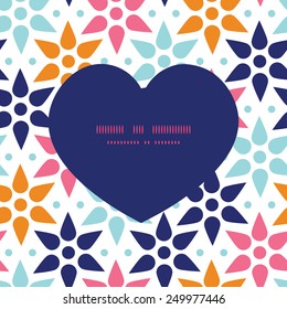 Vector abstract colorful stars heart silhouette pattern frame