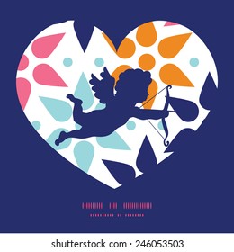 Vector abstract colorful stars shooting cupid silhouette frame pattern invitation greeting card template