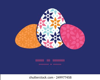 Vector abstract colorful stars three matching Easter egg sillhouettes frame card template