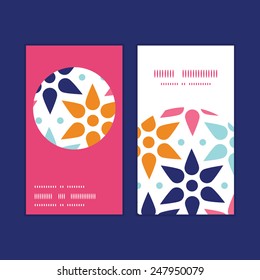 Vector abstract colorful stars vertical round frame pattern business cards set