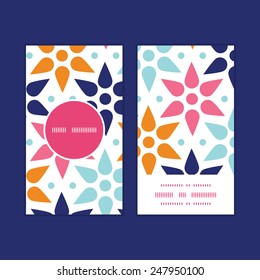 Vector abstract colorful stars vertical round frame pattern business cards set