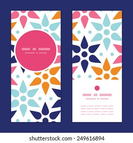 Vector abstract colorful stars vertical round frame pattern invitation greeting cards set