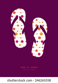 Vector abstract colorful stripes and shapes flip flops silhouettes pattern frame