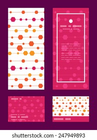 Vector abstract colorful stripes and shapes vertical frame pattern invitation greeting, RSVP and thank you cards set