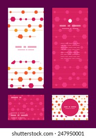 Vector abstract colorful stripes and shapes vertical frame pattern invitation greeting, RSVP and thank you cards set