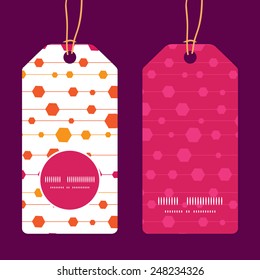 Vector abstract colorful stripes and shapes vertical round frame pattern tags set