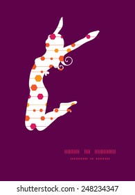 Vector abstract colorful stripes and shapes jumping girl silhouette pattern frame