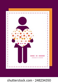 Vector abstract colorful stripes and shapes woman in love silhouette frame pattern invitation greeting card template