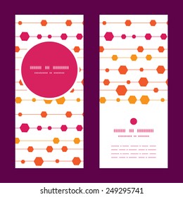 Vector abstract colorful stripes and shapes vertical round frame pattern invitation greeting cards set