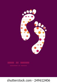 Vector abstract colorful stripes and shapes footprints silhouettes pattern frame