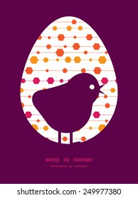 Vector abstract colorful stripes and shapes chicken silhouette Easter frame
