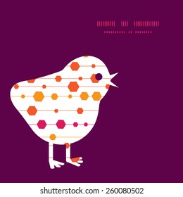 Vector abstract colorful stripes and shapes chicken silhouette Easter frame