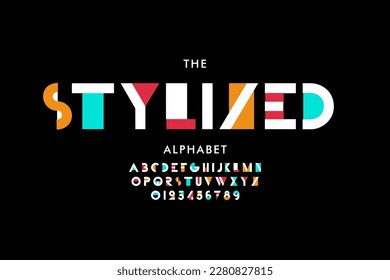 vector of abstract colorful stylized font and alphabet