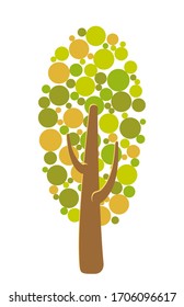 Vector abstract colorful tree from different bubbles. Game UI flat. Beautiful stylized illustration for logo design, poster, 2D games or postcards. Isolated stock illustration on white background