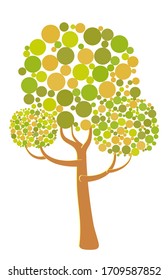 Vector abstract colorful tree from different bubbles. Game UI flat. Beautiful stylized illustration for logo design, poster, 2D games or postcards. Isolated stock illustration on white background