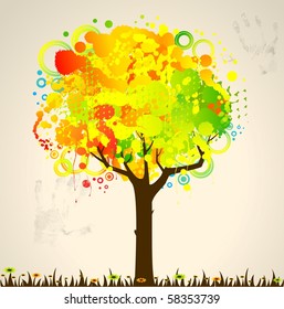 Vector abstract colorful tree. Nature decoration.
