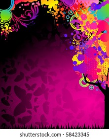 Vector abstract colorful tree. Nature decoration.