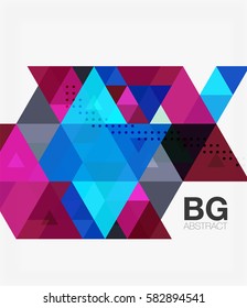 Abstrakte, farbige Dreieckswiederholung. Vektorvorlagenhintergrund für das Workflowlayout, -diagramm, -nummeroptionen oder Webdesign