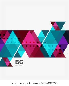 Repetición de triángulo colorido abstracto vectorial. Fondo de plantilla de vector para diseño de flujo de trabajo, diagrama, opciones de número o diseño web