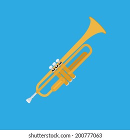 Vector Abstract Colorful Trumpet Isolated On Color Background 