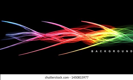 Vector abstract of colorful wave lines that flow isolated on a black background for design elements in the concept of technology, music , etc