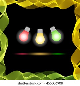 Vector Abstract Colorful Waves on Black Background