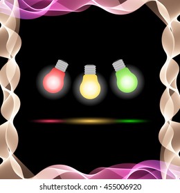 Vector Abstract Colorful Waves on Black Background