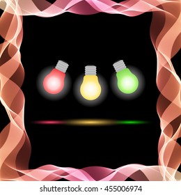 Vector Abstract Colorful Waves on Black Background