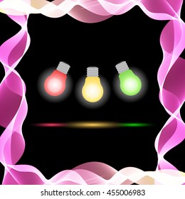 Vector Abstract Colorful Waves on Black Background