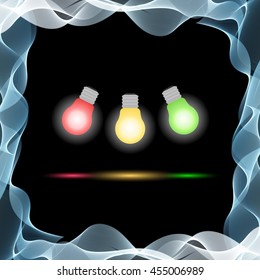 Vector Abstract Colorful Waves on Black Background
