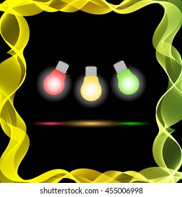 Vector Abstract Colorful Waves on Black Background