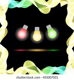 Vector Abstract Colorful Waves on Black Background
