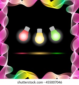 Vector Abstract Colorful Waves on Black Background