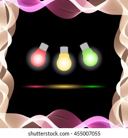 Vector Abstract Colorful Waves on Black Background