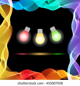 Vector Abstract Colorful Waves on Black Background