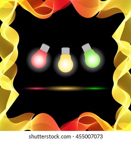 Vector Abstract Colorful Waves on Black Background