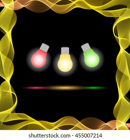 Vector Abstract Colorful Waves on Black Background