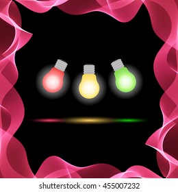 Vector Abstract Colorful Waves on Black Background