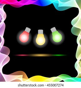 Vector Abstract Colorful Waves on Black Background