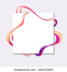 Vector abstract colorful wavy shapes and white square for design projects