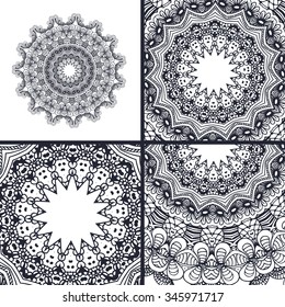 Vector abstract coloring pages with mandala. Islam, Arabic, Turkish, ottoman motifs. Art for relax and meditation.