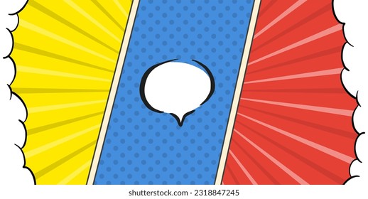 Vector Abstract Comic Page, Color Comic Background With Clouds and Speech Bubbles 