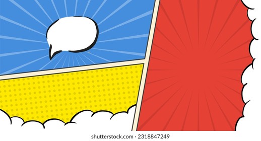 Abstrakte Vektorgrafik, Farbkomik-Hintergrund mit Wolken und Sprachblasen 