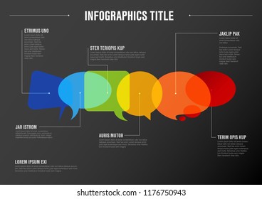 Vector abstract Communication infographic template with idea bubbles - dark version