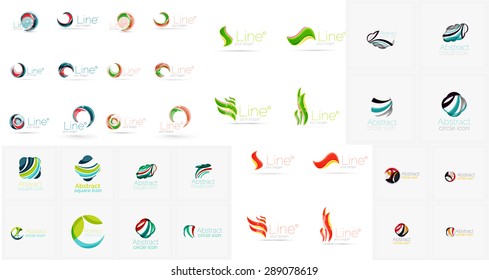 Vector abstract company logos mega collection, loops, concepts swirls waves. Modern universal idea business icons isolated on white